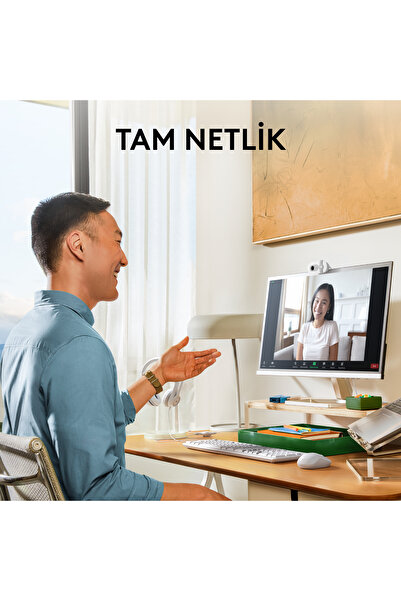 logitech BRIO 100 Full HD 1080p Gizlilik Kapaklı Mikrofonlu Web Kamerası - Beyaz