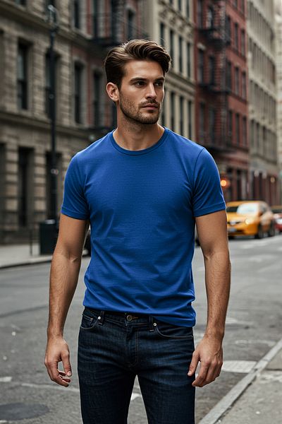 Trendyol Collection Modré tričko normálního střihu ze 100% bavlny - TMNSS21TS0808