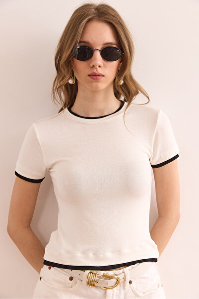 Olalook Γυναικείο μπλουζάκι με απαλή υφή εκρού TSH- 19000872