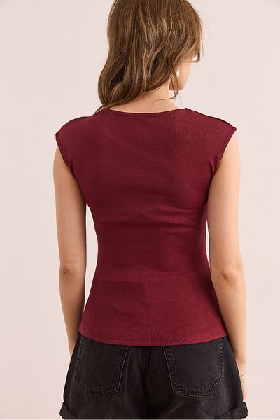 Olalook Bluză de damă din bumbac modal, decoltată, cu umăr, BLZ- 19002881