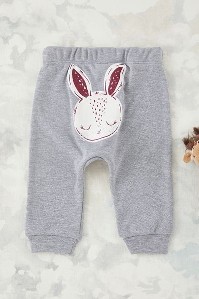 TRENDYOLKIDS Γκρι μελανζ κοριτσάκι με στάμπα πλεκτό κολάν/φούτερ TKDSS25TA00018