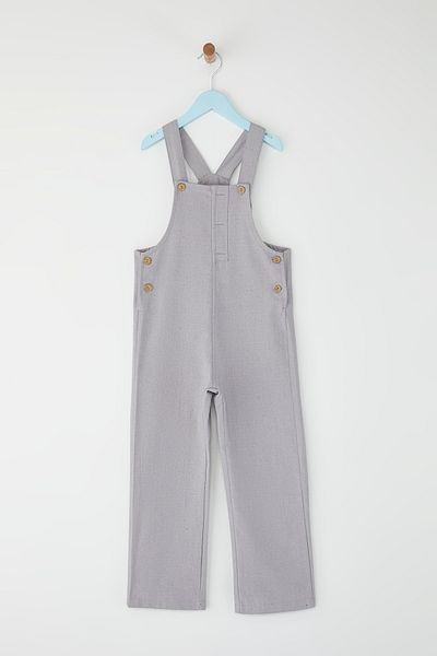 TRENDYOLKIDS Grauer Basic Strap Long Woven Salopet für Mädchen TKDSS25SE00000