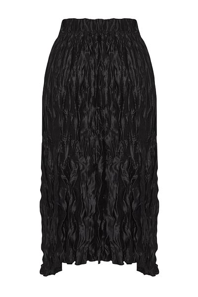 Edit by Trendyol Black Satin Crush Midi Woven Skirt Tedss25Et00010