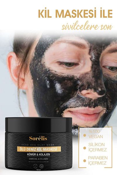 Sorelis Collagen and Blackhead Blemish Remover Collagen Dead Sea Clay Mask 150 Gr