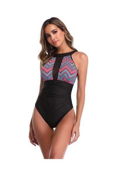 HALAMODO Women's One Piece Swimsuit, Deep Cut Bikini, Bandeau Bathing Suits, Slimming Swimwear