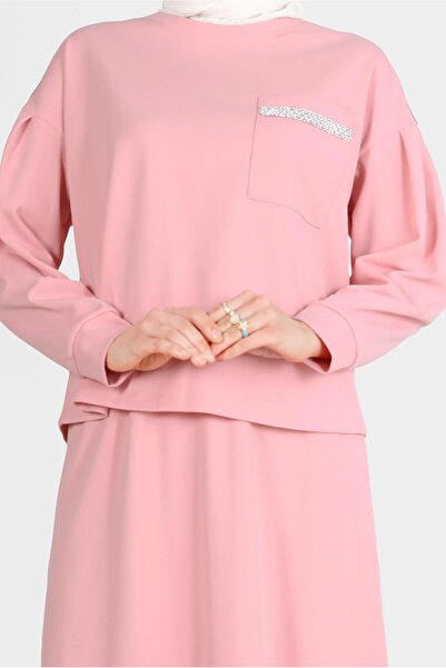 Alvina STONE POCKET DETAILED DOUBLE SKIRT SET 42658