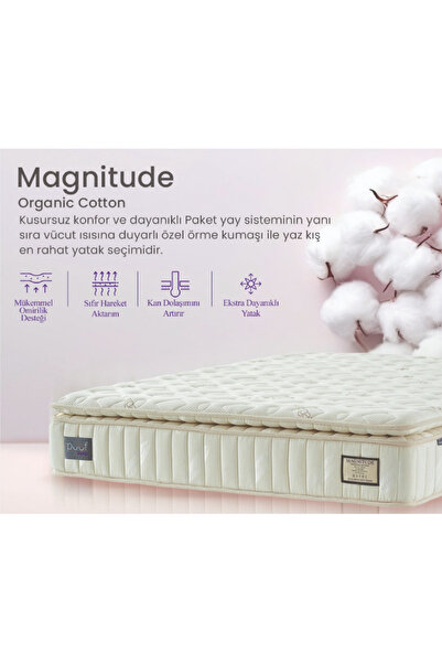 Puuf Sleep Magnitude Organic Cotton Pocket Yaylı Cashmere Pedli Yatak