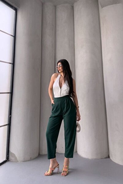 Stil Reyonu Scuba Krep Kumaş En Boy Likralı Yanı Fermuar Detaylı Arkası Lastikli Harem Pantolon