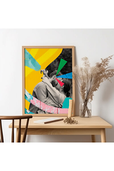 UNT Pictură de artă modernă cu rama din lemn