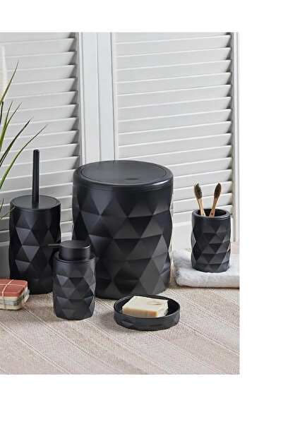 HEYBENİDOLDUR Akrilik Diamond Black Banyo Takımı 5 Parça 5 Parça Siyah