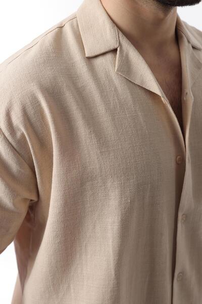 Madmext Beige over Fit Men's Shirt Suit E7303