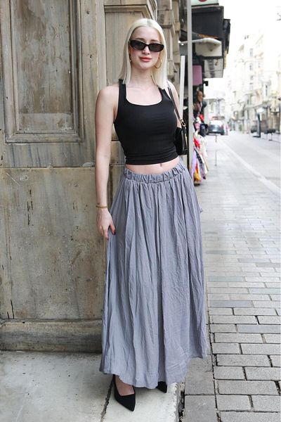 Madmext Gri Basic - Fusta lungă pentru femei (Mg2366)
