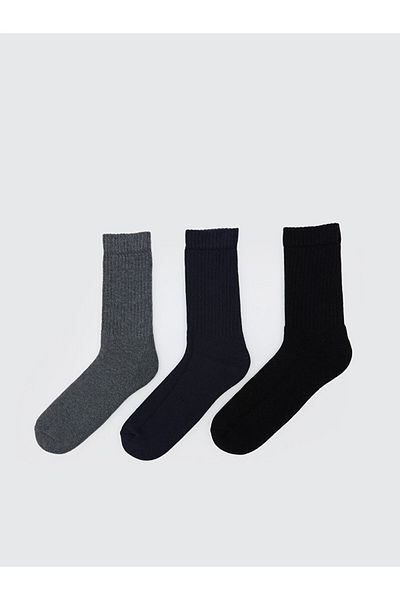 LC Waikiki Lcw Accessories Anthracite Printed Men's Socks 3-Piece