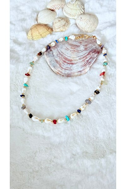 GM TAKI Natural Stone Seashell Necklace – Gold Color – Summer Bohemian Design