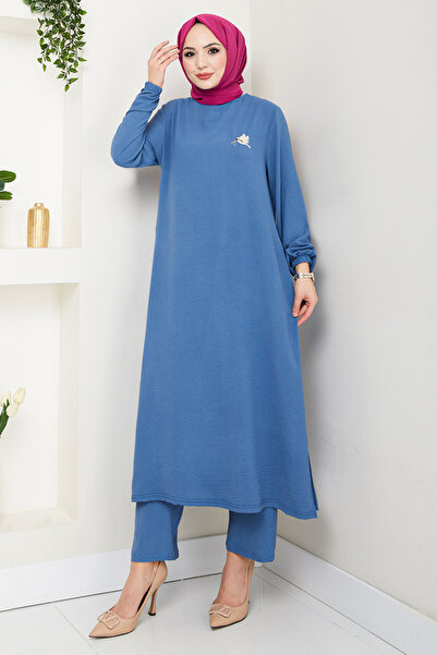 ModaMerve Nakış Detaylı Aerobin Takım 9143PL940-M İndigo