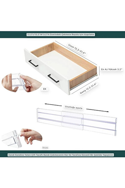 Yenigeldi 12 штук акрилових прозорих телескопічних регульованих роздільників для ящиків Y33312