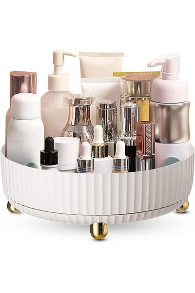 COOYA Lazy Susan Turntable Round Organizer,360°Rotating with Thickened Guardrail,for Vanity,Bathroom
