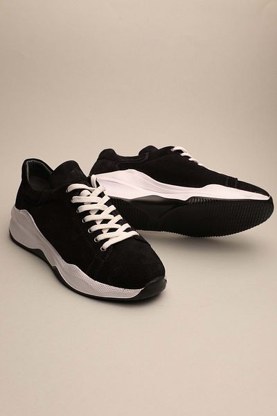 Gondol Bărbați din piele naturală clasică casual piele intoarsa neagra 42 Ttx.505