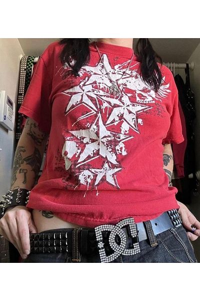 köstebek kadıköy Μπλουζάκι Unisex Cyber ​​Grunge Star Skull