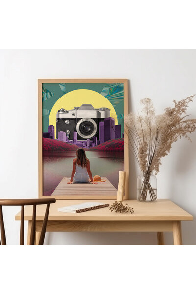 UNT Pictură de artă modernă cu rama din lemn