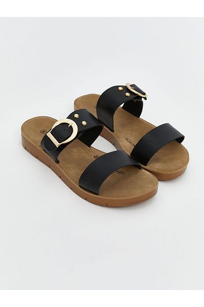 LC Waikiki Leather Look Double Banded Women's Slippers