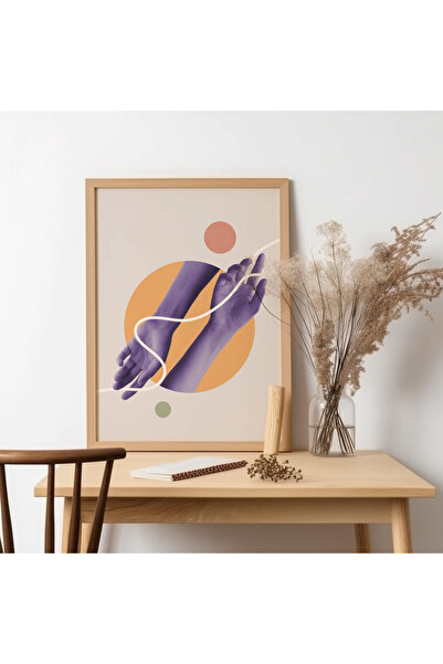 UNT Pictură de artă modernă cu rama din lemn