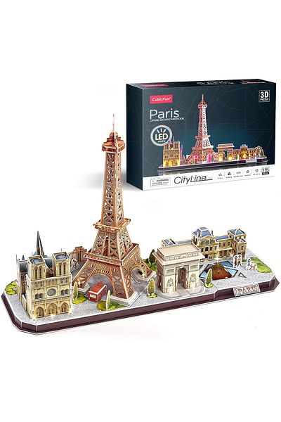 Cubic Fun - Puzzle 3D cu LED-uri Paris, 115 piese