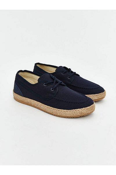 LC Waikiki Navy Blue Lace-Up Straw Sole Men's Classic Shoes