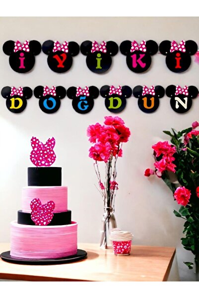 Parti Adresi Minnie Mouse Konsept Asılabilir İyi Ki Doğdun Yazı