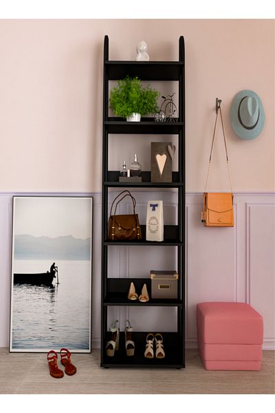 ARTLY 6-Shelf Wooden Bookcase Standing Bookshelf and Decorative Book Organizer for Living Room and Home Black 183.5*60*30