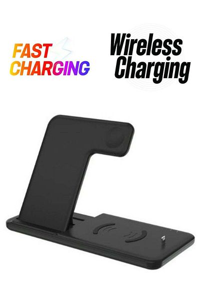 Generic 4-In-1 Dual Wireless Charging Stand Black