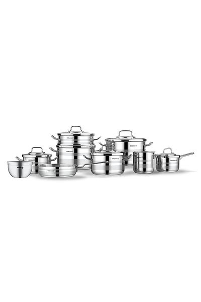 KORKMAZ Astron 15 Pieces Stainless Steel Cookware Set