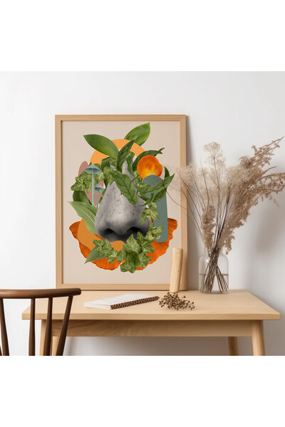 UNT Pictură de artă modernă cu rama din lemn