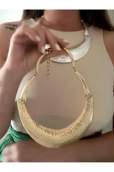 MyladyAccessoriess Two Colors Crush Plate Necklace Gold