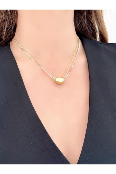 MyladyAccessoriess Üç Renk Zincir Detaylı Gümüş Kaplama Mini Set (Kolye ve Küpe)