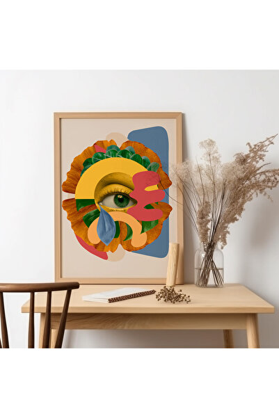 UNT Pictură de artă modernă cu rama din lemn