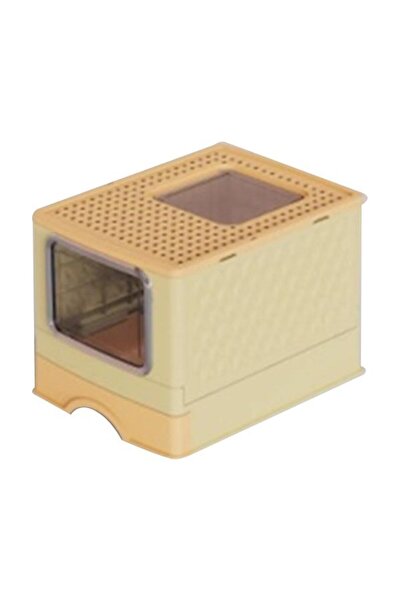 Glipet Kum Hazneli Kedi Tuvaleti Kabı Kapalı 51x38x36 cm Turuncu