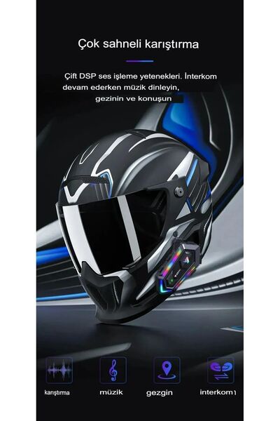 ALWAYS TEKNOLOJİ ALWAYS 2 Adet ALY20 MAX Telsiz Özellikli BT5.3 Motosiklet Kask Kulaklık RGB Motorsiklet