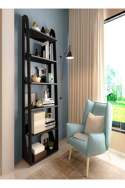 ARTLY 6-Shelf Wooden Bookcase Standing Bookshelf and Decorative Book Organizer for Living Room and Home Black 183.5*60*30