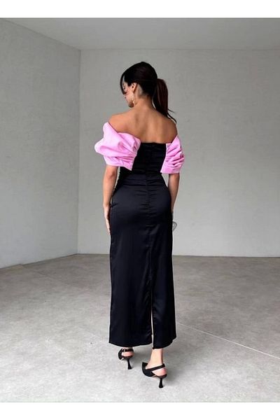 ebadi Rochie roz cu fundita in fata