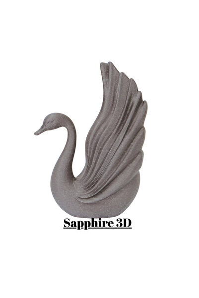 Sapphire 3D Kuğu Heykeli Şık Parlak Hafif Tasarım Gümüş veya Siyah renk