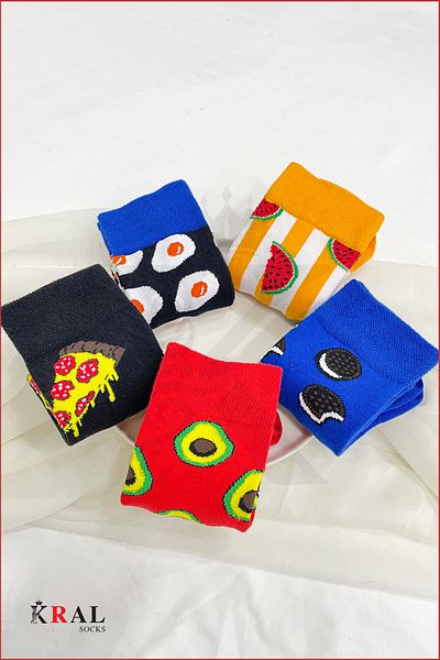 KRAL SOCKS Women - Men (5 Pairs) Seamless Cotton Anti-Sweat Socks Set-3