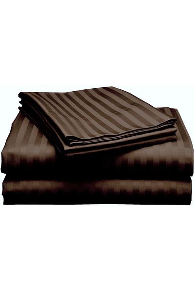 Kotonia Home Kotonia Home Deco bed sheet, 100% cotton, Damask Satin, 240x260 cm, 1 cm stripes, Chocolate