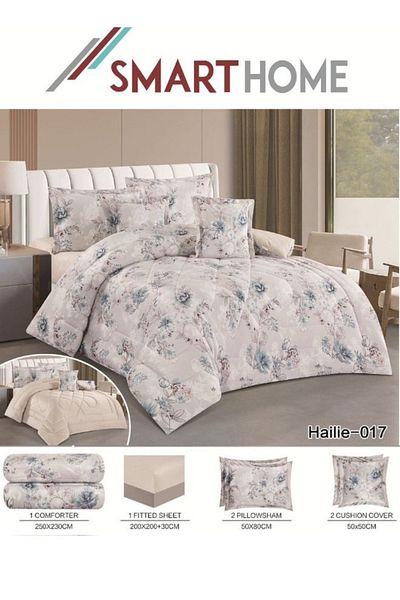 smart home Winter Double Duvet Set 6 Pieces Double Sided System, Queen Size Bedspread 230x250cm
