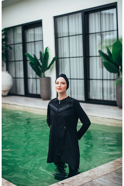 MASSMİZO Pearl Γυναικείο Σετ μαγιό με κοντό σχέδιο με φερμουάρ και κλειστό μαγιό 3 τεμαχίων