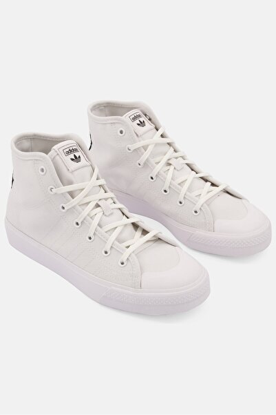 adidas حذاء رياضي نيزا برباط للأطفال للجنسين، أبيض/أسود