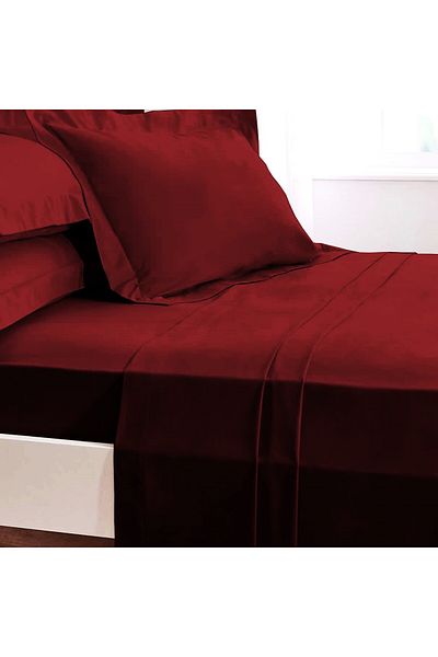 Kotonia Home Hotel Bed Sheet - 220x240 Cm, 100% Cotton, Damask Delux Satin, Burgundy