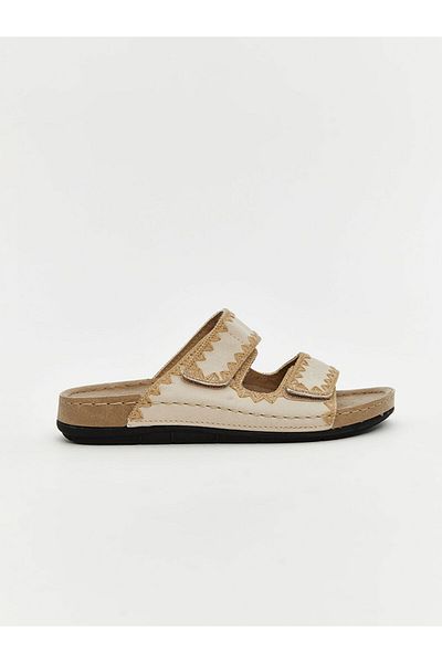 LC Waikiki Lcw Steps Beige Velcro Double Banded Women's Slippers