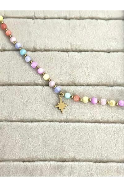 MyladyAccessoriess Renkli Boncuk Kutup Yıldızı Hal Hal (Pirinç Kaplama)