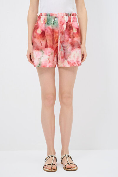 adL Beli Lastikli Desenli Şort